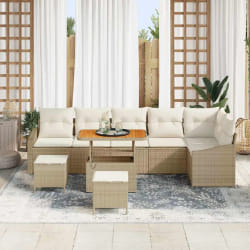 vidaXL Ensemble de canapé de jardin avec coussin 9 pcs Beige et crème