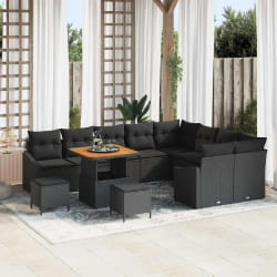 vidaXL Ensemble de canapé de jardin 12 pcs Noir 80 x 80 x 71 cm