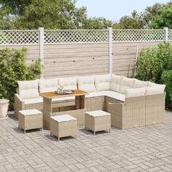 vidaXL Ensemble de canapé de jardin avec coussin 13 pcs Beige et crème