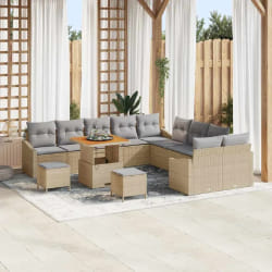 vidaXL Ensemble de canapé de jardin 13 pcs Beige et Gris clair