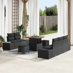 vidaXL Ensemble de canapé de jardin 8 pcs Noir 80 x 80 x 71 cm