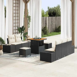 vidaXL Ensemble de canapé de jardin avec coussin 8 pcs Noir et Crème