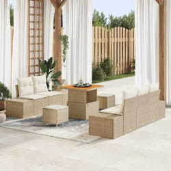 vidaXL Ensemble de canapé de jardin avec coussin 8 pcs Beige et crème