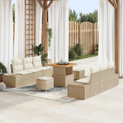 vidaXL Ensemble de canapé de jardin avec coussin 9 pcs Beige et crème