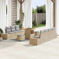 vidaXL Ensemble de canapé de jardin 10 pcs Beige et Gris clair