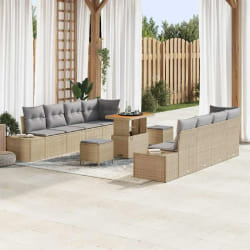 vidaXL Ensemble de canapé de jardin 11 pcs Beige et Gris clair