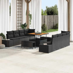 vidaXL Ensemble de canapé de jardin 11 pcs Noir 100 x 100 x 71 cm