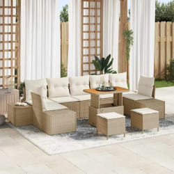 vidaXL Ensemble de canapé de jardin avec coussin 10 pcs Beige et crème