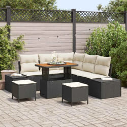 vidaXL Ensemble de canapé de jardin 8 pcs Noir Poly rotin