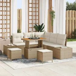 vidaXL Ensemble de canapé de jardin 8 pcs Beige Poly rotin