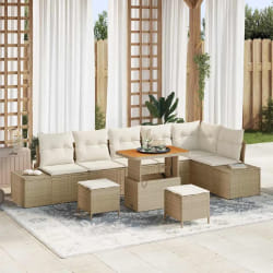 vidaXL Ensemble de canapé de jardin avec coussin 9 pcs Beige et crème