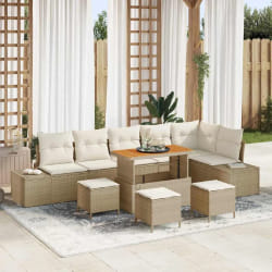 vidaXL Ensemble de canapé de jardin avec coussin 9 pcs Beige et crème