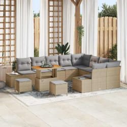 vidaXL Ensemble de canapé de jardin 12 pcs Beige et Gris clair