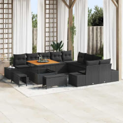 vidaXL Ensemble de canapé de jardin 13 pcs Noir 100 x 100 x 71 cm