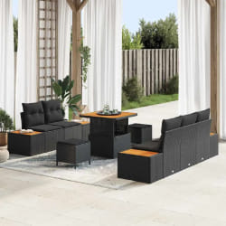 vidaXL Ensemble de canapé de jardin 8 pcs Noir 80 x 80 x 71 cm