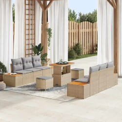 vidaXL Ensemble de canapé de jardin 9 pcs Beige et Gris clair