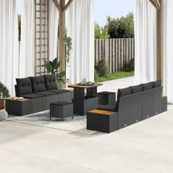 vidaXL Ensemble de canapé de jardin 10 pcs Noir 90 x 55 x 71 cm