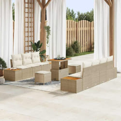 vidaXL Ensemble de canapé de jardin avec coussin 10 pcs Beige et crème