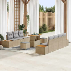 vidaXL Ensemble de canapé de jardin 10 pcs Beige et Gris clair