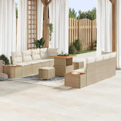 vidaXL Ensemble de canapé de jardin avec coussin 11 pcs Beige et crème
