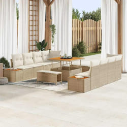 vidaXL Ensemble de canapé de jardin avec coussin 11 pcs Beige et crème