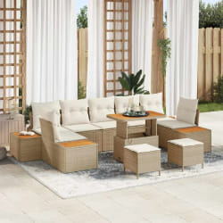 vidaXL Ensemble de canapé de jardin avec coussin 10 pcs Beige et crème