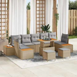 vidaXL Ensemble de canapé de jardin 10 pcs Beige et Gris clair