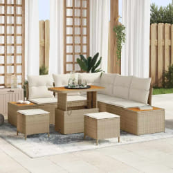 vidaXL Ensemble de canapé de jardin 8 pcs Beige Poly rotin