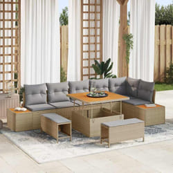 Vidaxl - Ensemble De Canapé De Jardin 9 Pcs Beige Poly Rotin
