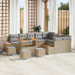 vidaXL Ensemble de canapé de jardin 13 pcs Beige Poly rotin