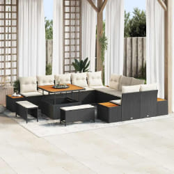 vidaXL Ensemble de canapé de jardin 13 pcs Noir Poly rotin