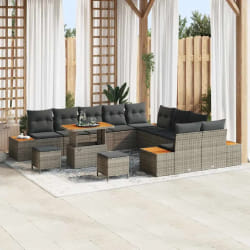 vidaXL Ensemble de canapé de jardin 13 pcs Gris Poly rotin