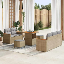 vidaXL Ensemble de canapé de jardin 8 pcs Beige Poly rotin