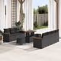Canapés de jardin 10 pièces avec coussins en poly rotin noir