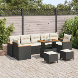 vidaXL Ensemble de canapé de jardin 10 pcs Noir 90 x 55 x 71 cm
