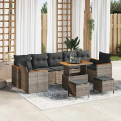 vidaXL Ensemble de canapé de jardin 10 pcs Gris 90 x 55 x 71 cm