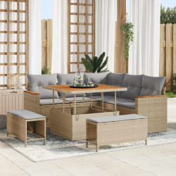 vidaXL Ensemble de canapé de jardin avec coussin Beige Poly rotin