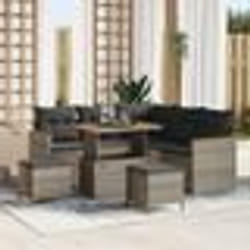 Ensemble de sofa de jardin 8 pièces avec coussins en poly rotin gris acacia Ensemble de salle à manger de jardin 3 pièces 3364998