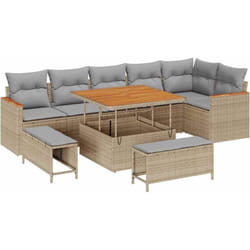 Vidaxl - Ensemble De Canapé De Jardin 9 Pcs Beige Poly Rotin