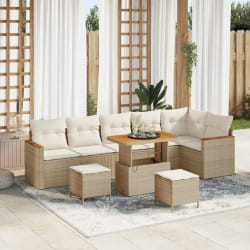 vidaXL Ensemble de canapé de jardin 9 pcs Beige Poly rotin