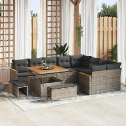 vidaXL Ensemble de canapé de jardin 12 pcs Gris Poly rotin