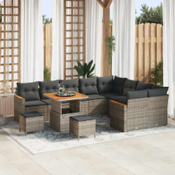 vidaXL Ensemble de canapé de jardin 12 pcs Gris Poly rotin