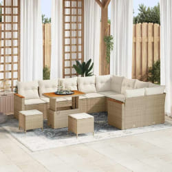 vidaXL Ensemble de canapé de jardin 12 pcs Beige Poly rotin
