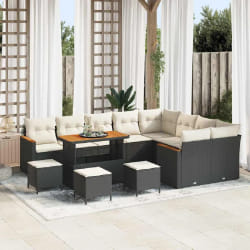vidaXL Ensemble de canapé de jardin 13 pcs Noir Poly rotin