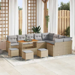 vidaXL Ensemble de canapé de jardin 13 pcs Beige Poly rotin
