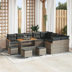 vidaXL Ensemble de canapé de jardin 13 pcs Gris Poly rotin