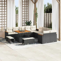 vidaXL Ensemble de canapé de jardin 13 pcs Noir Poly rotin