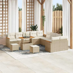 vidaXL Ensemble de canapé de jardin 13 pcs Beige Poly rotin