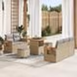 Ensemble de canapés de jardin 8 pièces avec coussins beige poly rattan