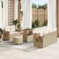 Ensemble de canapés de jardin 8 pièces avec coussins beiges en poly rattan